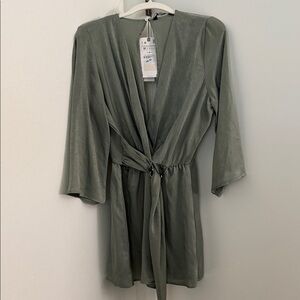 Zara Green 3/4 Sleeve Romper